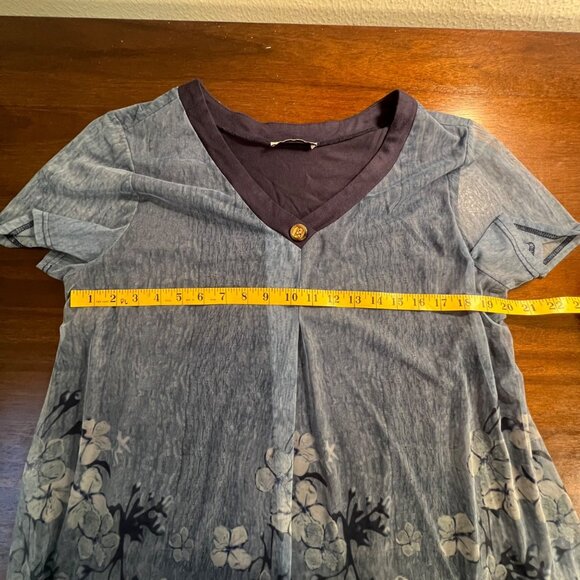 Whimsigoth Sheer Overlay Romantic Y2K Fairycore Fairy Grunge Blue Top Size XL - Picture 9 of 11